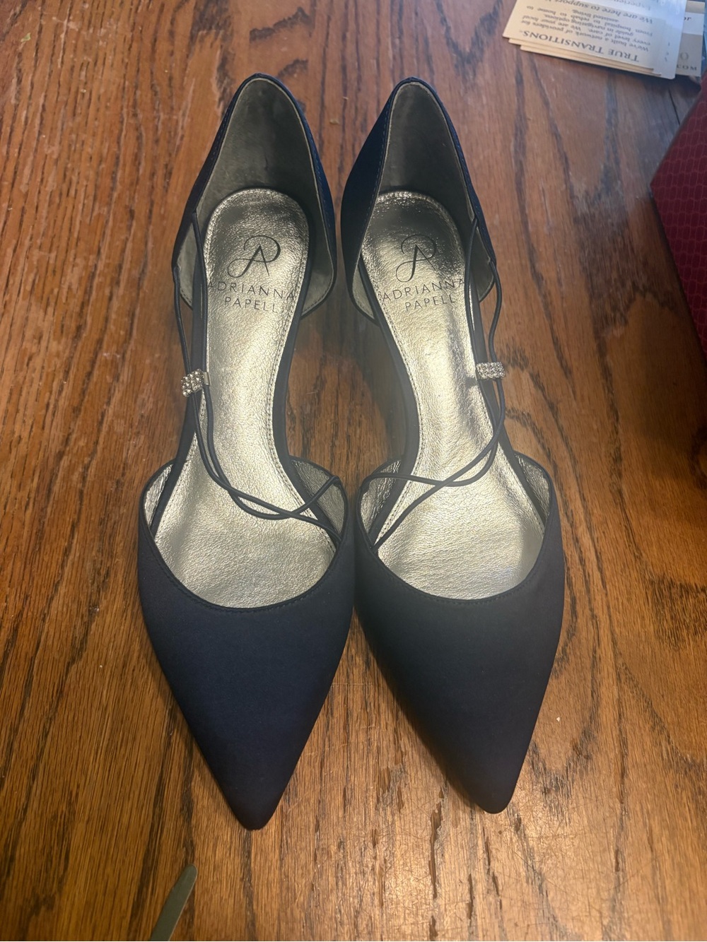 Adrianna Papell Black Pointed D'Orsay Heels with Strap Accent